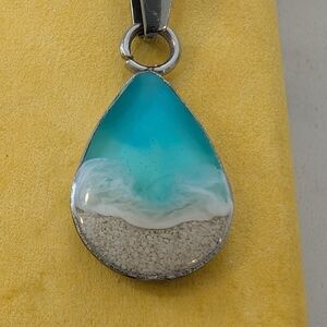 Wanderlust Teal and White Beach Necklace - CB